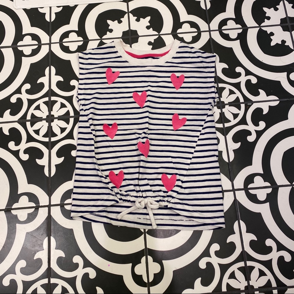 Cat & Jack Navy White stripe shirt with Hearts